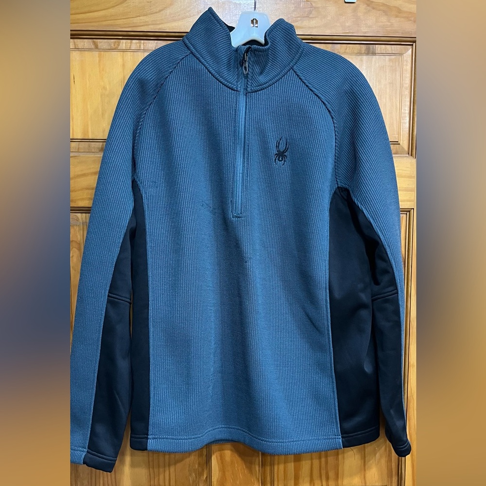 Spyder Black and Blue Textured Pullover